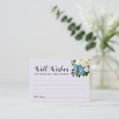 Elegante Dusty Blue, Champagne, en Wensend goed Informatiekaartje (Staand voorkant)