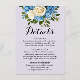 Elegante Dusty Blue Champagne Wedding Details Informatiekaartje