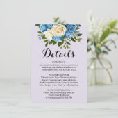 Elegante Dusty Blue Champagne Wedding Details Informatiekaartje (Staand voorkant)