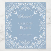 Elegante Dusty Blue Chic juicht stijlvolle bruilof Wijn Etiket (Enkel label)