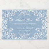 Elegante Dusty Blue Chinoiserie bruiloft Dank u Sparkling Wijnetiket (Enkel label)