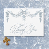 Elegante Dusty Blue Chinoiserie Cherub Wedding Bedankkaart