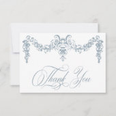 Elegante Dusty Blue Chinoiserie Cherub Wedding Bedankkaart (Voorkant)