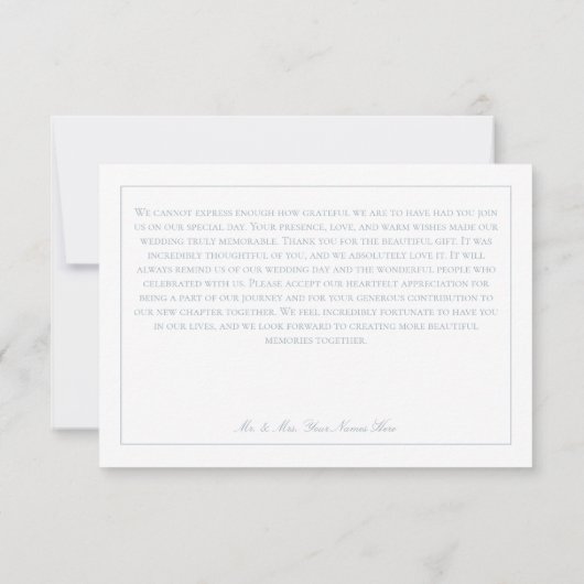 Elegante Dusty Blue Chinoiserie Cherub Wedding Bedankkaart (Achterkant)