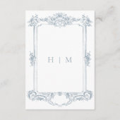 Elegante Dusty Blue Chinoiserie Cherub Wedding Informatiekaartje (Achterkant)