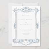 Elegante Dusty Blue Chinoiserie Cherub Wedding Kaart (Voorkant)