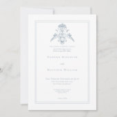 Elegante Dusty Blue Chinoiserie Cherub Wedding Kaart (Voorkant)