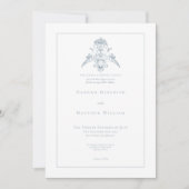 Elegante Dusty Blue Chinoiserie Cherub Wedding Kaart (Voorkant)