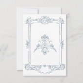 Elegante Dusty Blue Chinoiserie Cherub Wedding Save The Date (Achterkant)