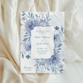 Elegante Dusty Blue Chinoiserie Floral Wedding Kaart