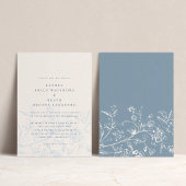 Elegante Dusty Blue Chinoiserie Floral Wedding Kaart