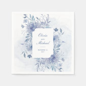 Elegante Dusty Blue Chinoiserie Floral Wedding Servet (Voorkant)
