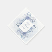 Elegante Dusty Blue Chinoiserie Floral Wedding Servet (Hoek)