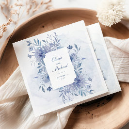 Elegante Dusty Blue Chinoiserie Floral Wedding Servet