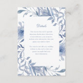 Elegante Dusty Blue Chinoiserie | Trouwdetails Informatiekaartje (Voorkant)