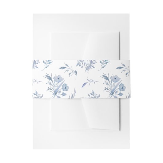 Elegante Dusty Blue Chinoiserie Uitnodigingen Wikkel (Voorkant Voorbeeld)