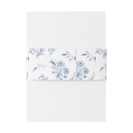 Elegante Dusty Blue Chinoiserie Uitnodigingen Wikkel (Achterkant Voorbeeld)