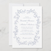 Elegante Dusty Blue Chinoiserie Waterverf bruiloft Kaart (Voorkant)