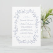 Elegante Dusty Blue Chinoiserie Waterverf bruiloft Kaart (Staand voorkant)