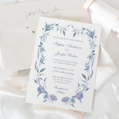 Elegante Dusty Blue Chinoiserie Wedding Kaart