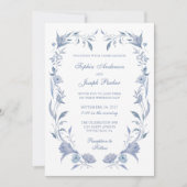 Elegante Dusty Blue Chinoiserie Wedding Kaart (Voorkant)