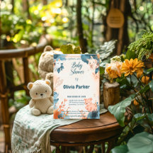 Elegante Dusty Blue & Copper Waterverf Baby shower