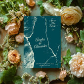 Elegante Dusty Blue & Cream Marble Save the Date Kaart