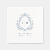 Elegante  Dusty Blue Crest Wedding Logo Servet (Voorkant)