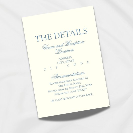 Elegante Dusty Blue Details Kaart – Classic Design