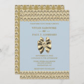 Elegante Dusty Blue Diamond & Gold Wedding Kaart (Voorkant / Achterkant)