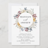 Elegante Dusty Blue en Mauve Wildflower bruiloft Kaart (Voorkant)