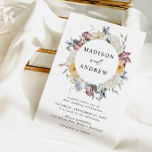 Elegante Dusty Blue en Mauve Wildflower bruiloft Kaart