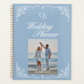 Elegante Dusty Blue en White Chic Wedding Planner (Voorkant)