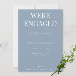 Elegante Dusty Blue Engagement Party uitnodiging