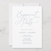 Elegante Dusty Blue Engagement Party uitnodiging (Voorkant)