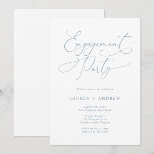 Elegante Dusty Blue Engagement Party uitnodiging