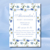 Elegante Dusty Blue Floral Boho Baby shower Kaart