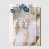 Elegante Dusty Blue Floral Girl Baby shower Vellum Uitnodigingen (Offset (Koppel))