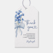 Elegante Dusty Blue Floral Ribbon Bruid Dank u Cadeaulabel (Voorkant)