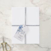 Elegante Dusty Blue Floral Ribbon Bruid Dank u Cadeaulabel (Met Touw)