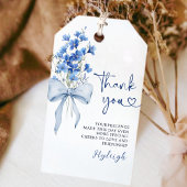Elegante Dusty Blue Floral Ribbon Bruid Dank u Cadeaulabel
