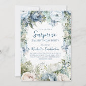 Elegante Dusty Blue Floral Surprise 21e verjaardag Kaart (Voorkant)