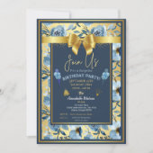 Elegante Dusty Blue Floral Surprise Verjaardag Cus Kaart (Voorkant)