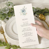 Elegante Dusty Blue Floral voor Spring Receptie Menu