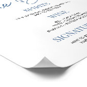 Elegante Dusty Blue Floral Wedding Bruids Bar Sign Poster (Hoek)