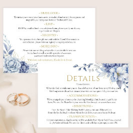 Elegante Dusty Blue Floral Wedding Details Informatiekaartje