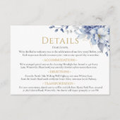 Elegante Dusty Blue Floral Wedding Details Informatiekaartje (Voorkant)