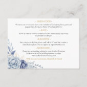 Elegante Dusty Blue Floral Wedding Details Informatiekaartje (Achterkant)