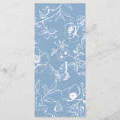 Elegante Dusty Blue Floral Wedding Flat Menu (Achterkant)