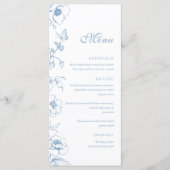 Elegante Dusty Blue Floral Wedding Flat Menu (Voorkant)